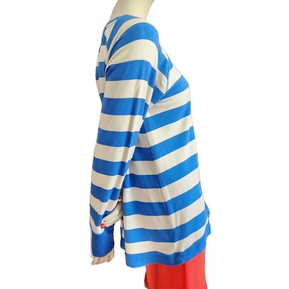 Tommy Hilfiger Sport Pullover Striped Top Womens XL Blue & White Long Sleeves - Picture 4 of 11